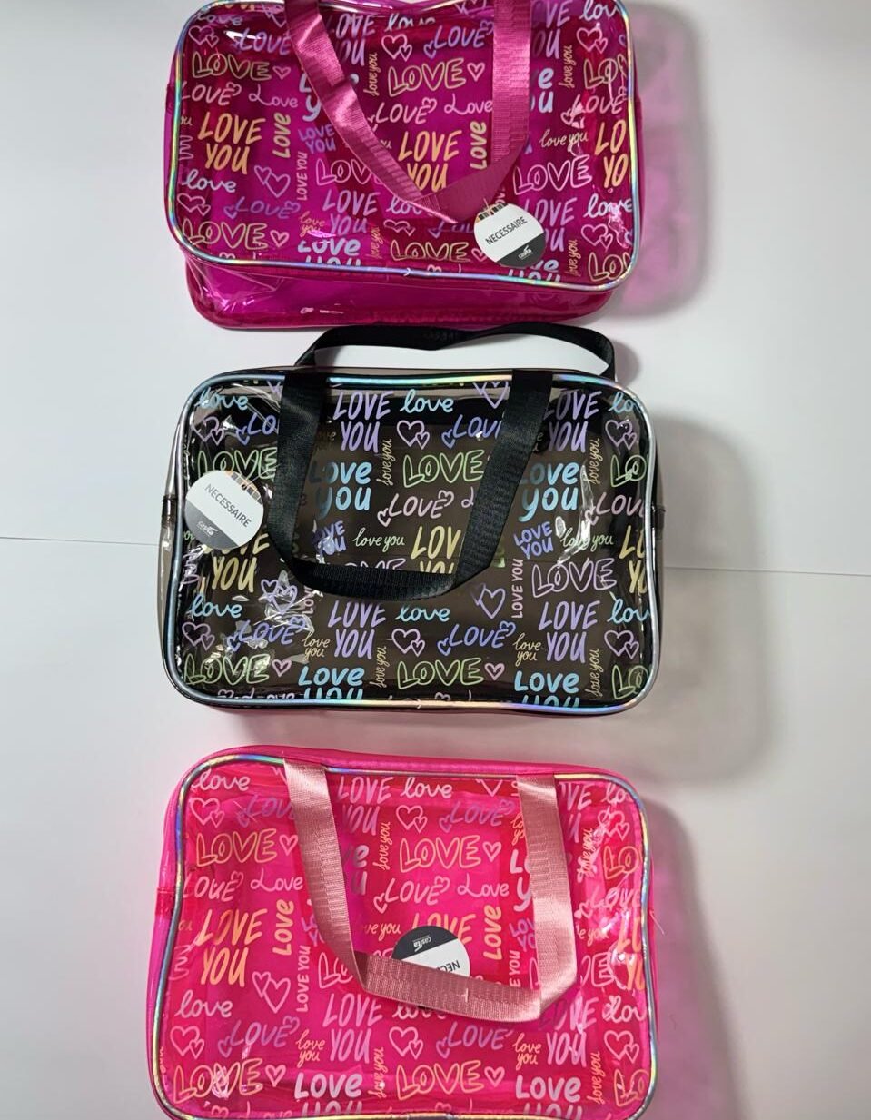 NECESSAIRE TRANSPARENTE 26X28 LOVE IMPORIENTE