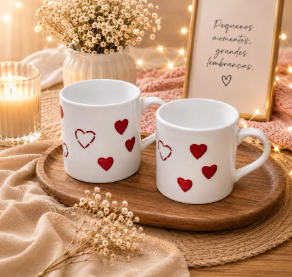 CANECA VIDRO 100ML C/2 AMOR