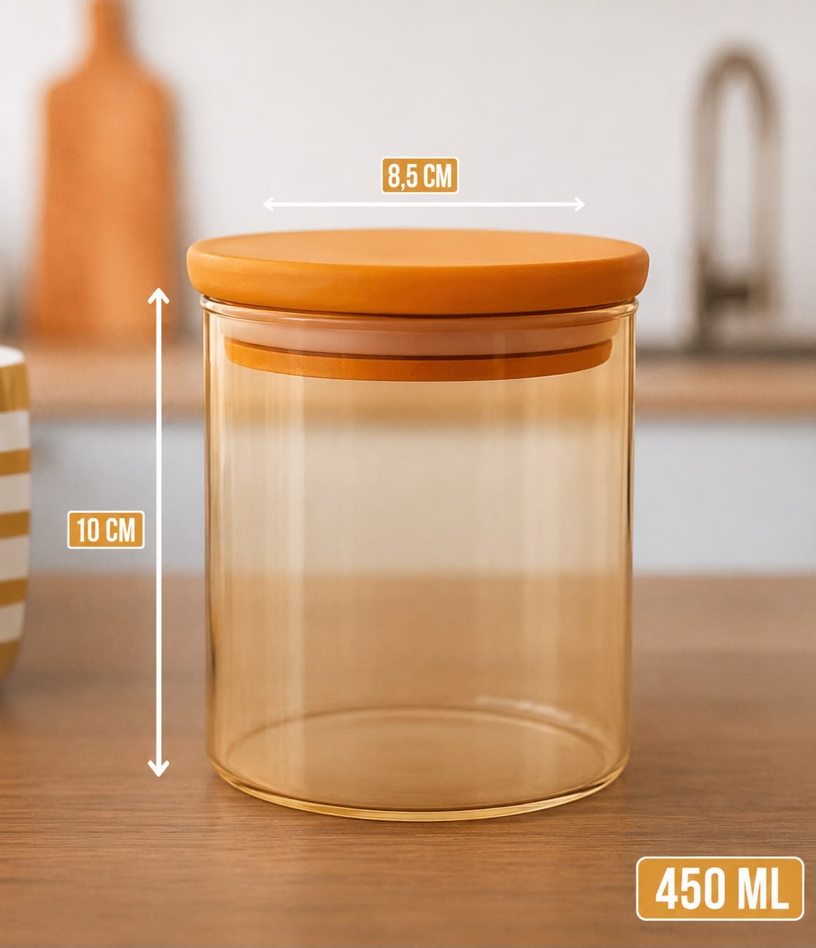 POTE HERMÉTICO ÂMBAR C/TPA BAMBU 450ML - Imagem 2