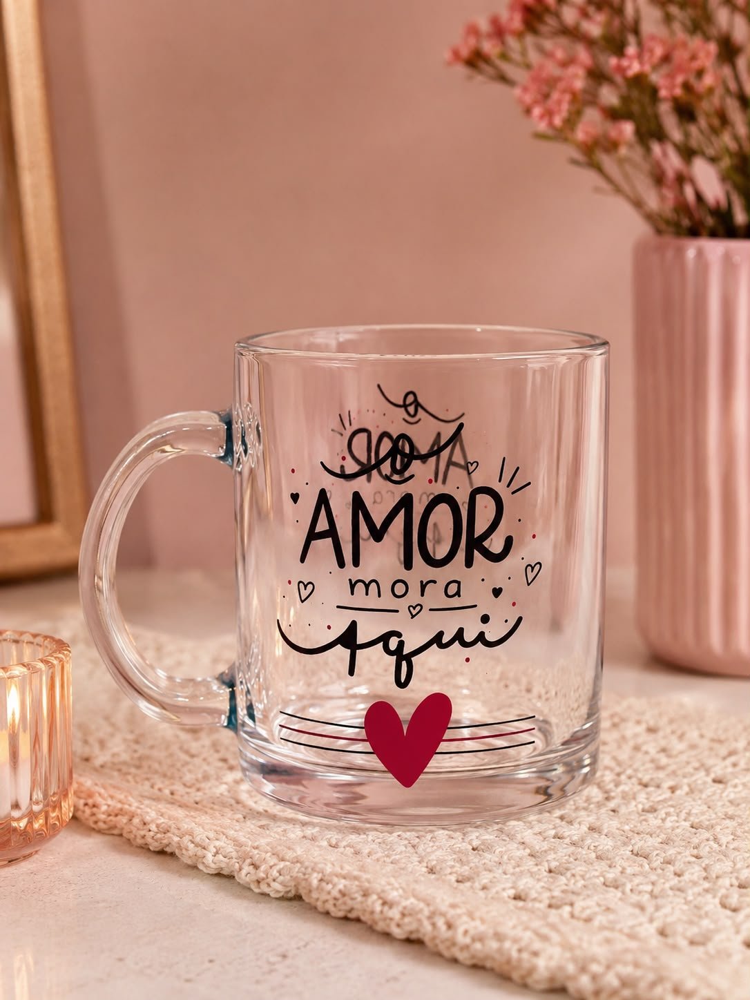 CANECA VIDRO 350ML AMOR