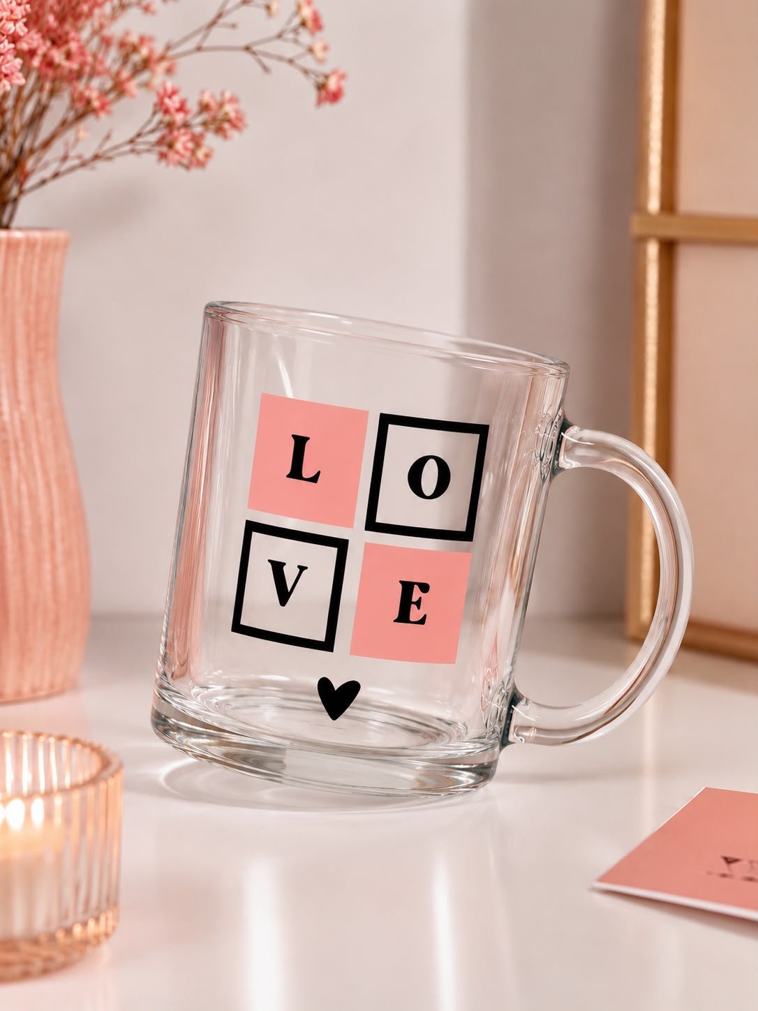 CANECA VIDRO 350ML LOVE
