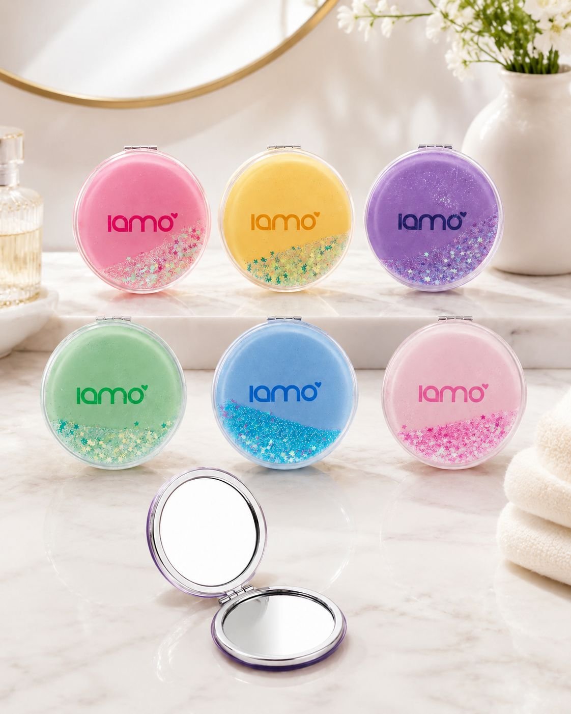 ESPELHO DE BOLSA GLITTER IAMO