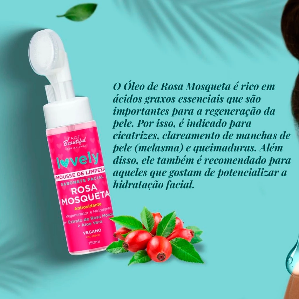 MOUSSE FACIAL ROSA MOSQUETA LOVELY FACE BEAUTIFUL - Imagem 2