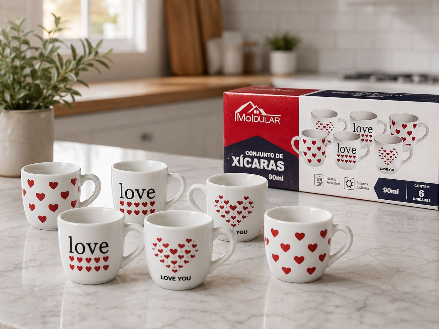 XICARA CERAMICA AMOR C/6 90ML