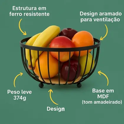 FRUTEIRA REDONDA FERRO E MADEIRA - Imagem 3