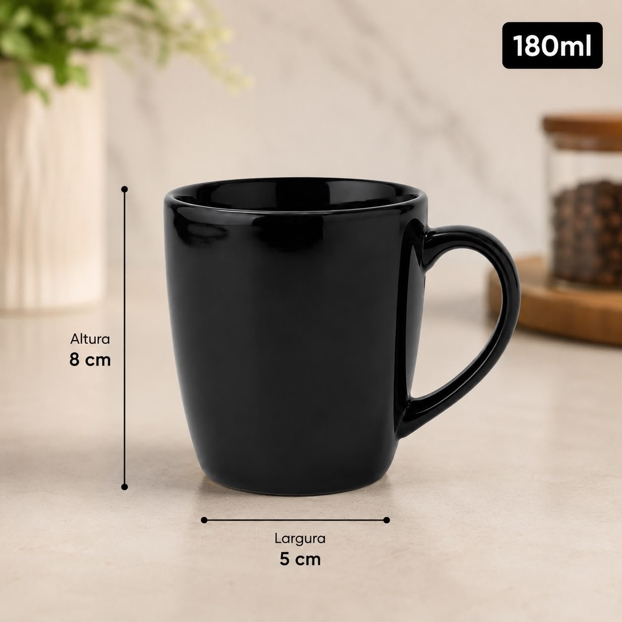 CANECA CERAMICA 180ML PRETA - Imagem 2