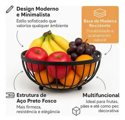 FRUTEIRA REDONDA FERRO E MADEIRA - Imagem 2
